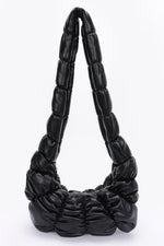 Pleated Faux Leather Crossbody Bag - Farnelli