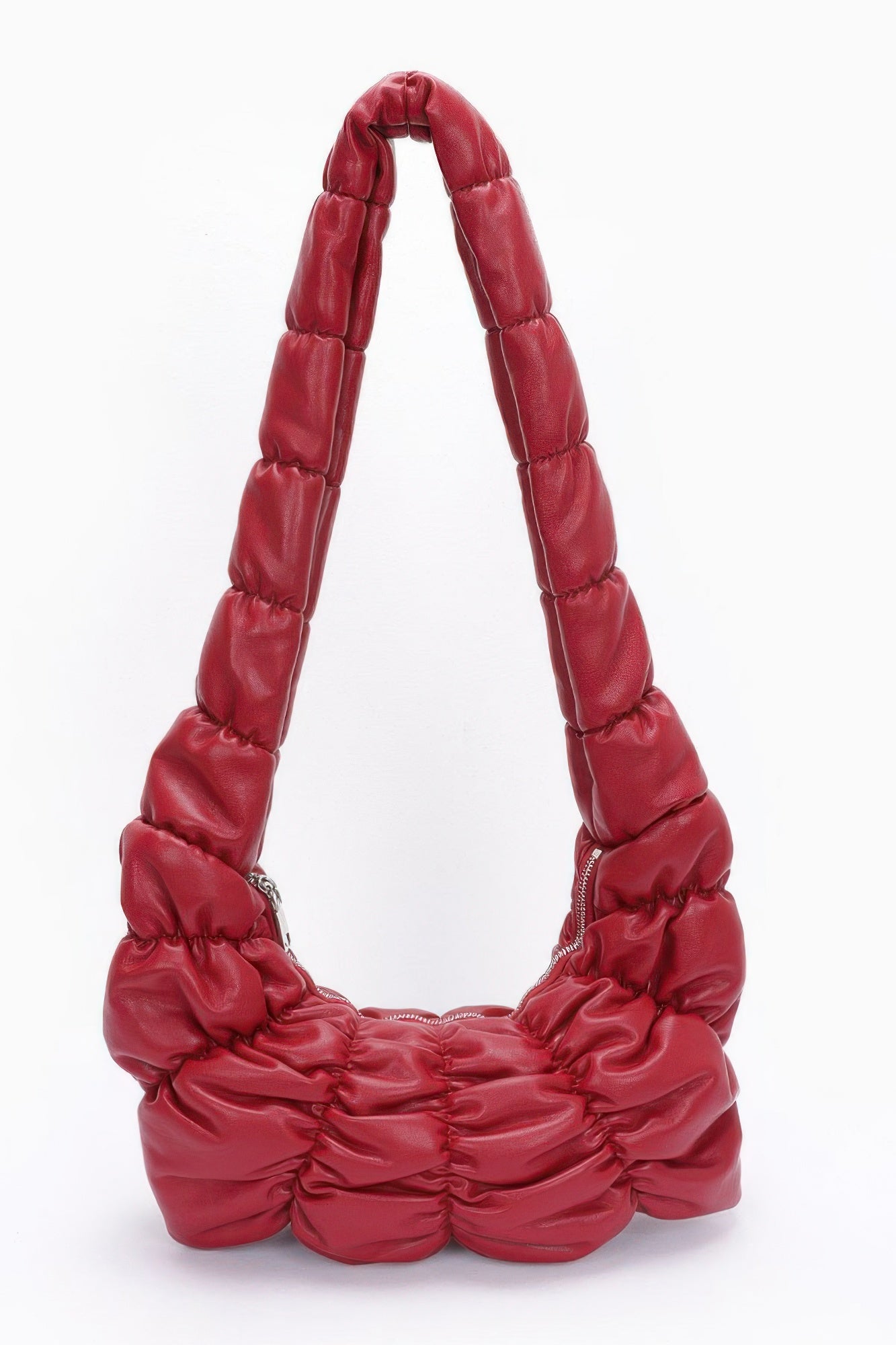 Pleated Faux Leather Crossbody Bag - Farnelli