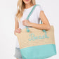 Color Sewn Rope Beach Letter And Strap Crochet Fabric Tote - Farnelli