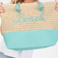 Color Sewn Rope Beach Letter And Strap Crochet Fabric Tote - Farnelli