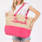 Color Sewn Rope Beach Letter And Strap Crochet Fabric Tote - Farnelli