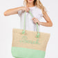 Color Sewn Rope Beach Letter And Strap Crochet Fabric Tote - Farnelli