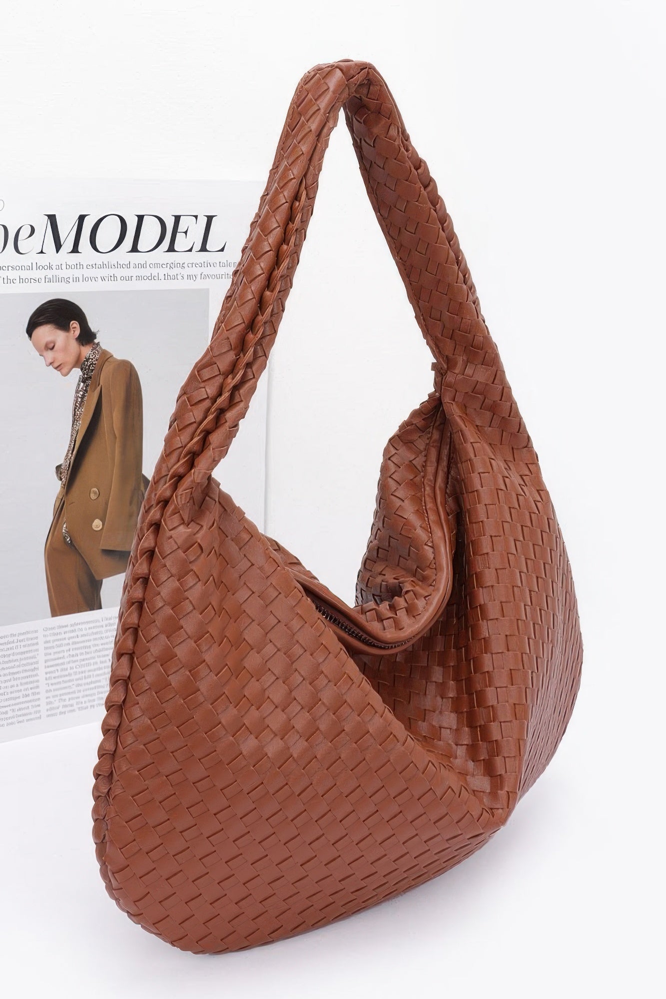 Faux Leather Braided Shoulder Bag - Farnelli