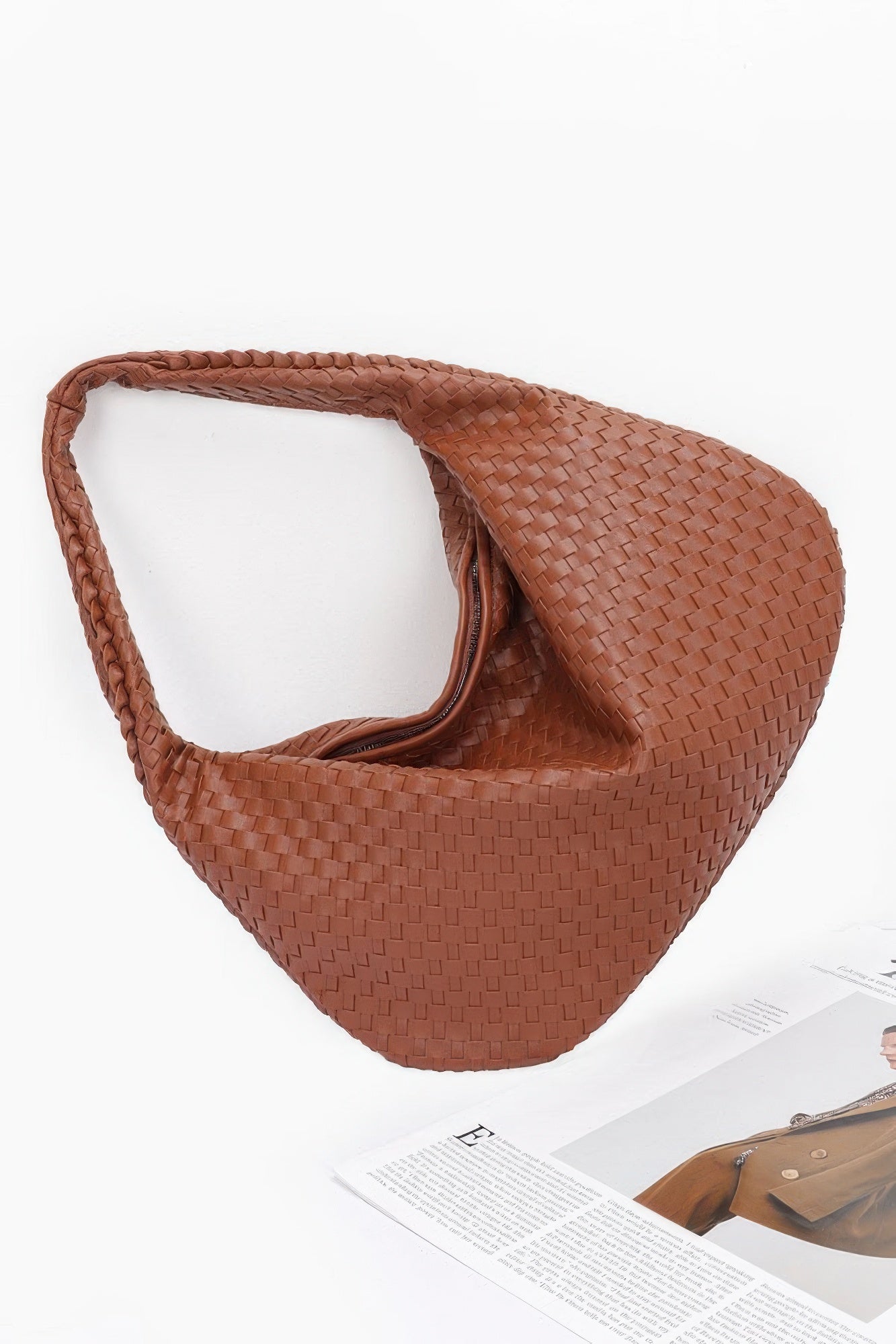 Faux Leather Braided Shoulder Bag - Farnelli