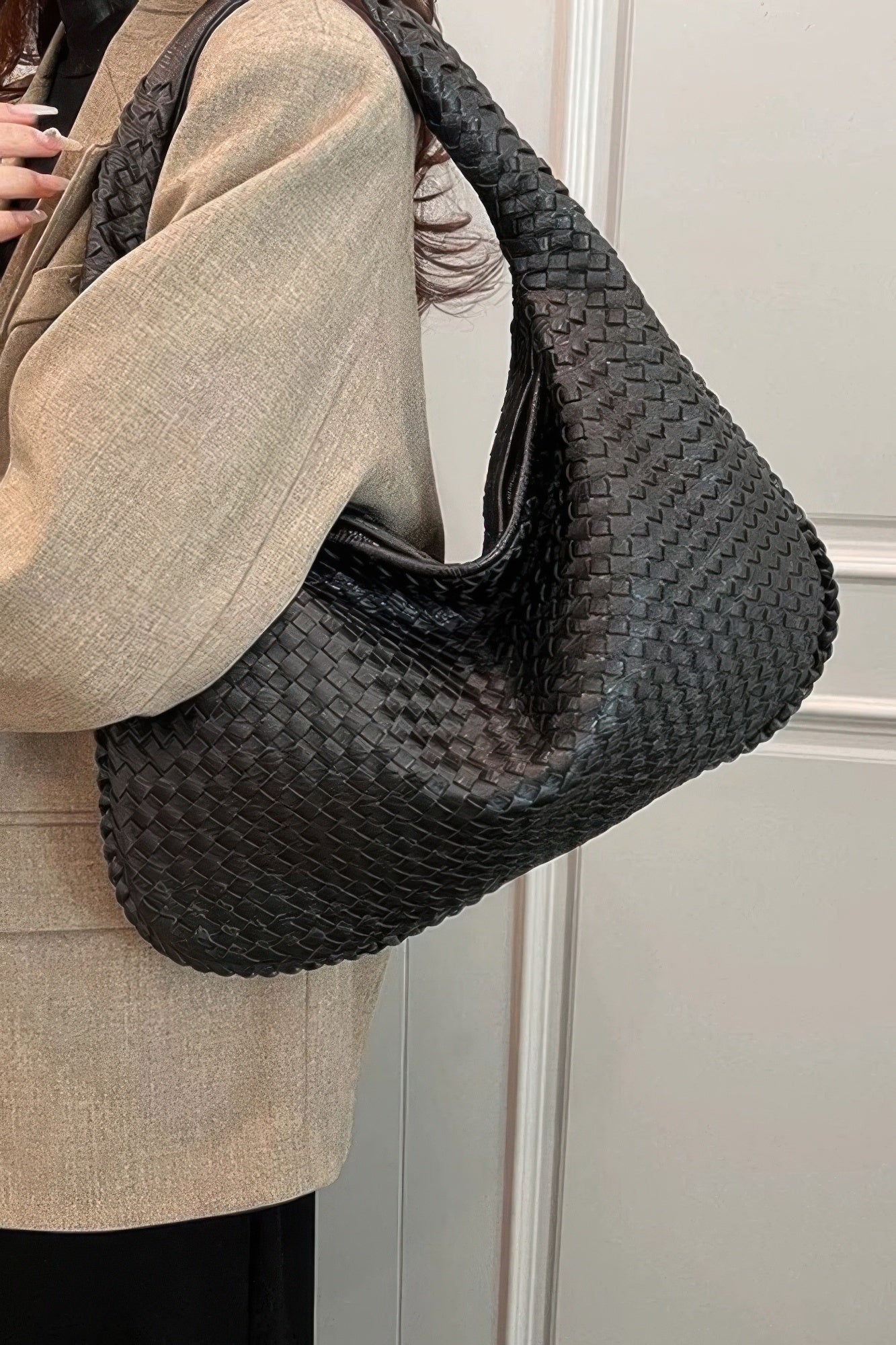 Faux Leather Braided Shoulder Bag - Farnelli