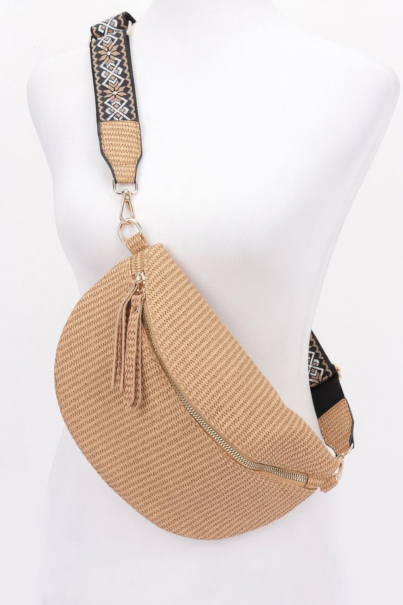 Faux Leather Fanny Pack W/ Multi Color Strap - Farnelli
