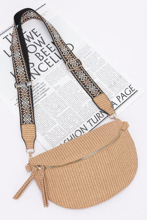 Faux Leather Fanny Pack W/ Multi Color Strap - Farnelli