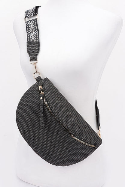 Faux Leather Fanny Pack W/ Multi Color Strap - Farnelli