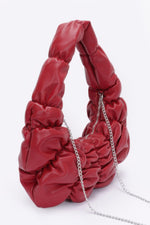 Pleated Faux Leather Shoulder Bag - Farnelli