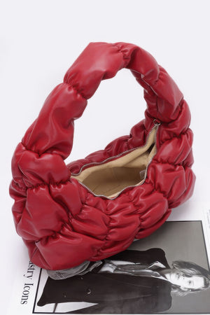 Pleated Faux Leather Shoulder Bag - Farnelli