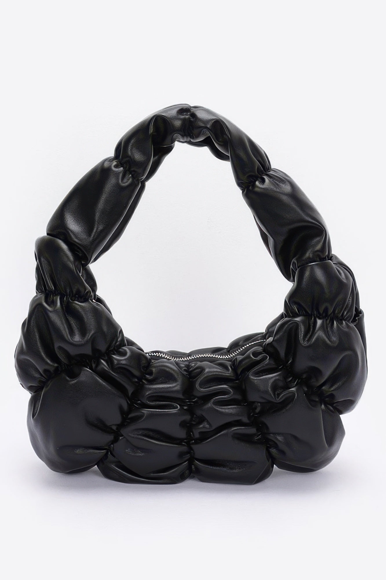 Pleated Faux Leather Shoulder Bag - Farnelli