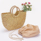 Metallic Faux Straw Tote Bag W Pouch - Farnelli