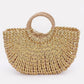 Metallic Faux Straw Tote Bag W Pouch - Farnelli