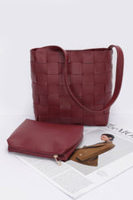 Faux Leather Braided Shoulder Bag W Pouch - Farnelli