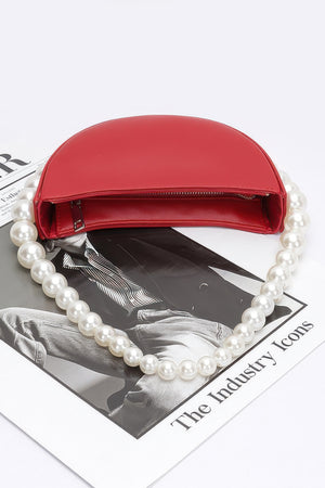 Faux Pearl Handle Half Moon Bag - Farnelli