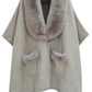Faux Fur Collar Kimono - Farnelli