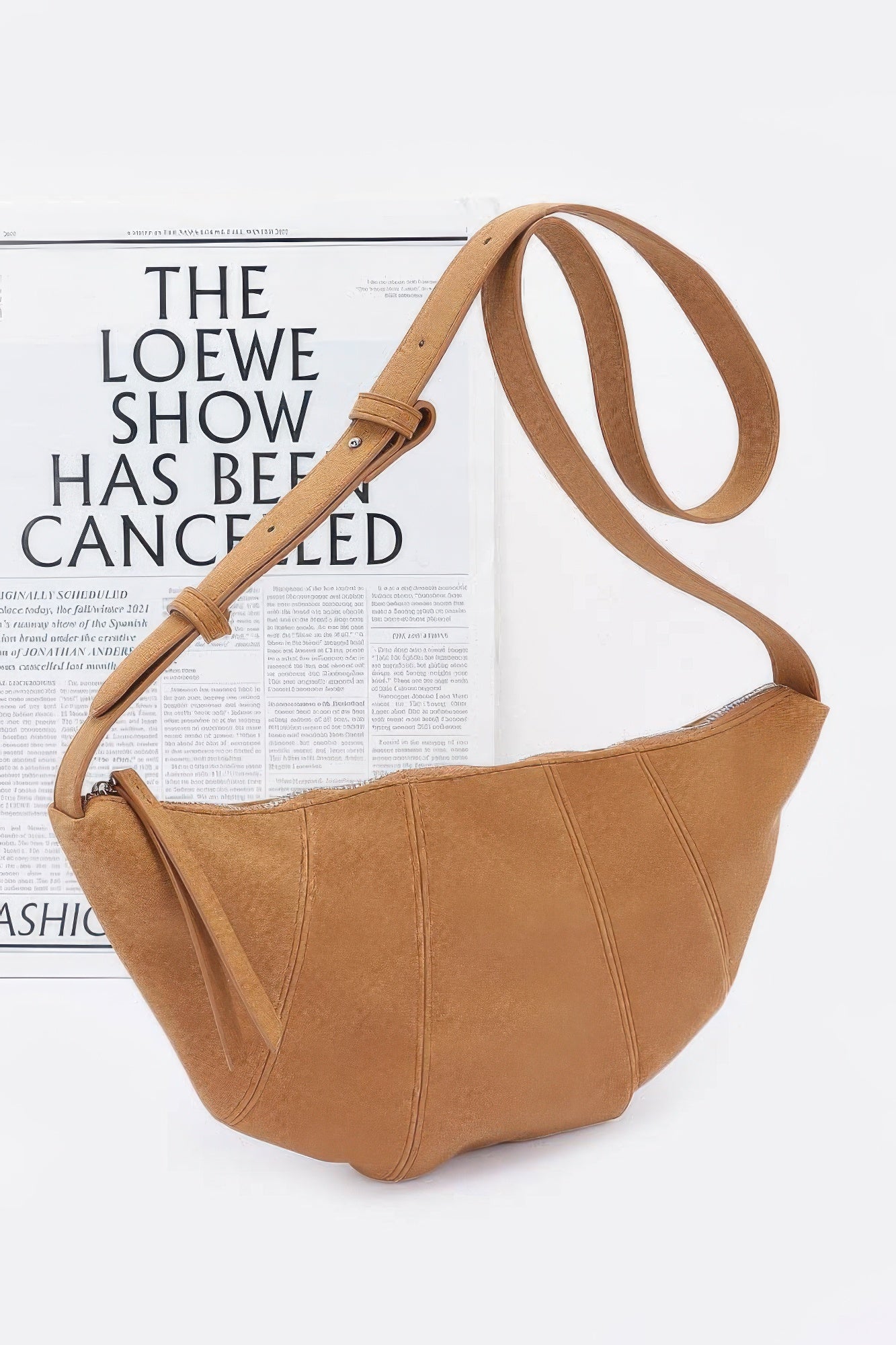 Faux Suede Croissant Bag - Farnelli