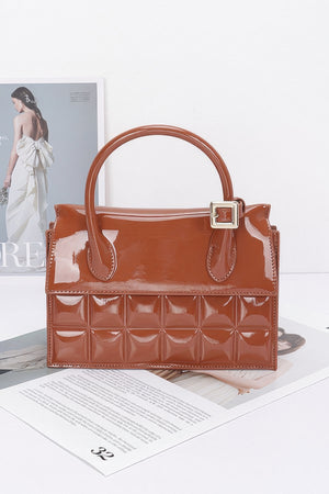 Embossed Enamel Top Handle Bag - Farnelli