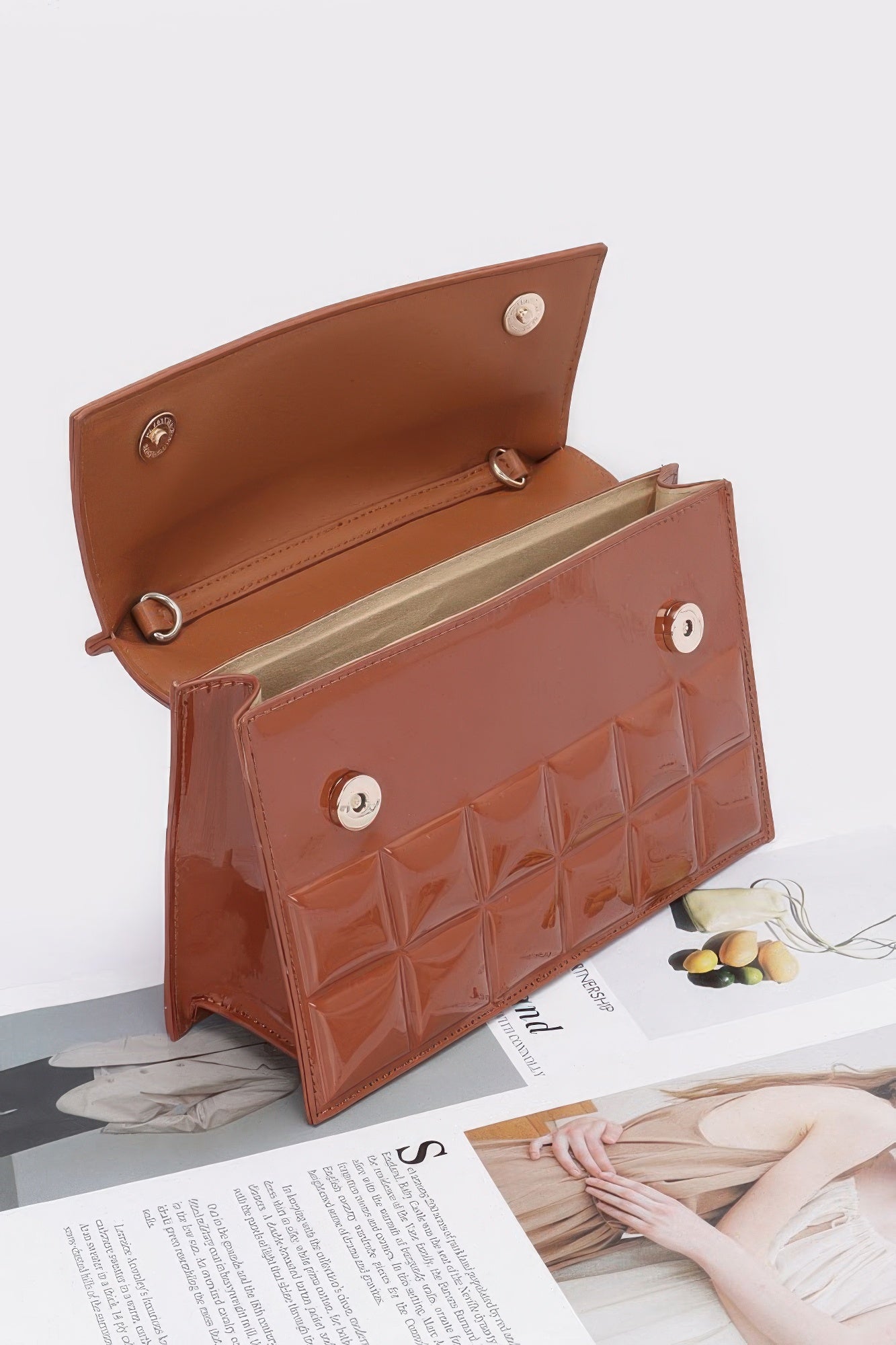 Embossed Enamel Top Handle Bag - Farnelli
