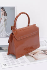 Embossed Enamel Top Handle Bag - Farnelli