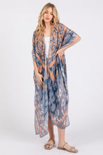 Boho Print Open Front Long Kimono - Farnelli