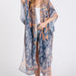 Boho Print Open Front Long Kimono - Farnelli