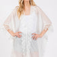 Flower Pattern Trim Detail Poncho - Farnelli