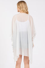Flower Pattern Trim Detail Poncho - Farnelli