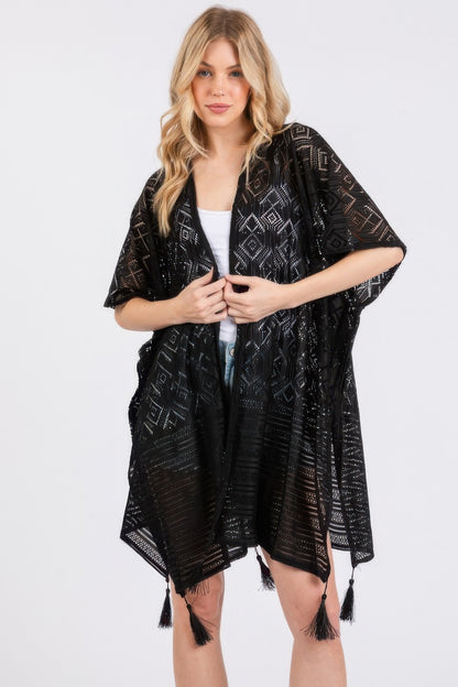 Geometric Pattern Tassel Cover Up - Farnelli