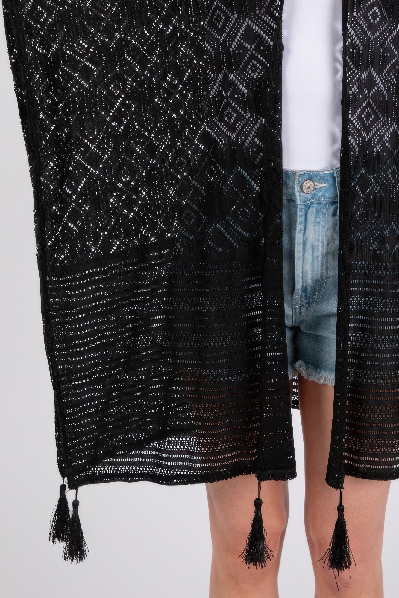 Geometric Pattern Tassel Cover Up - Farnelli