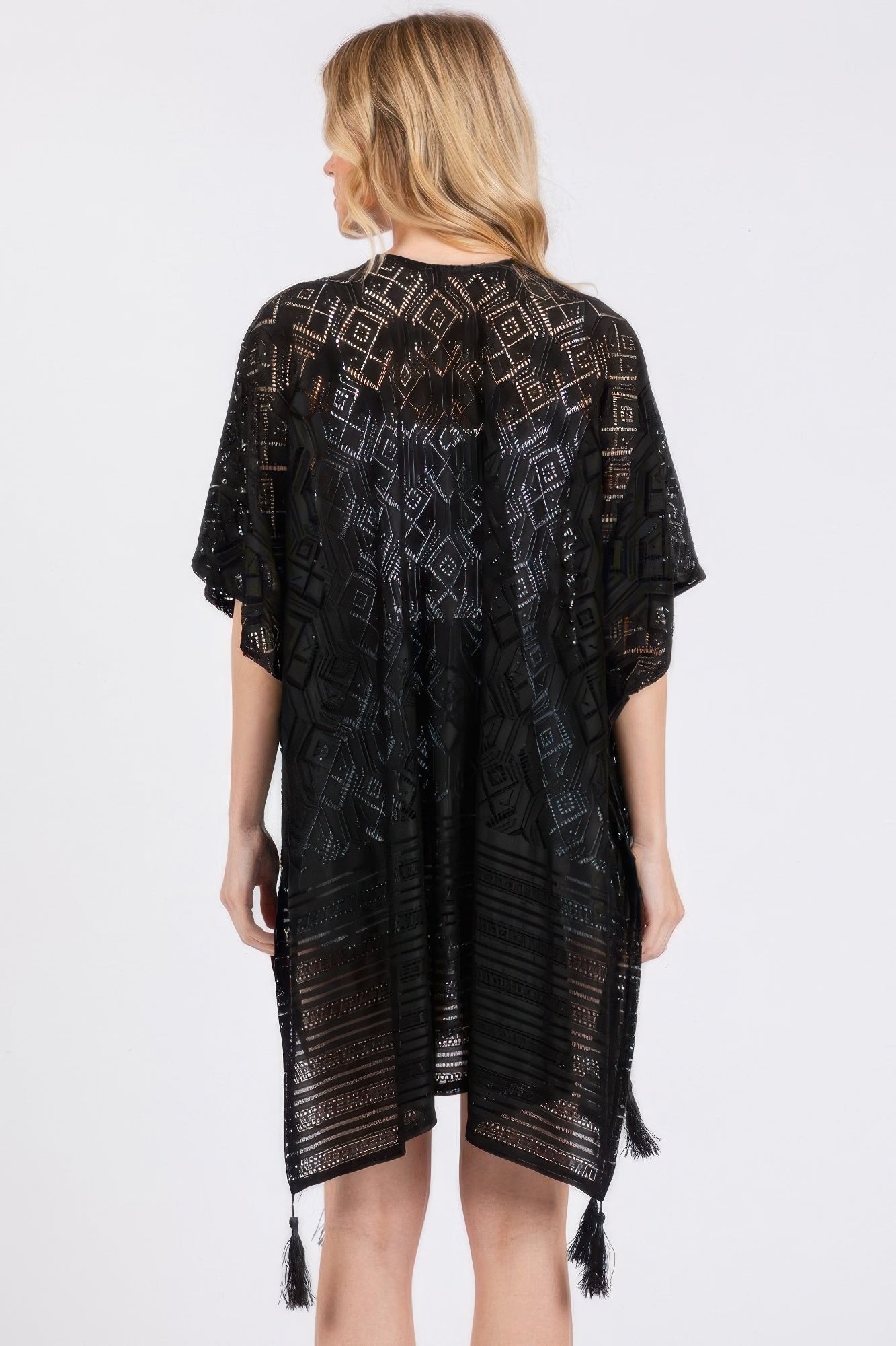 Geometric Pattern Tassel Cover Up - Farnelli