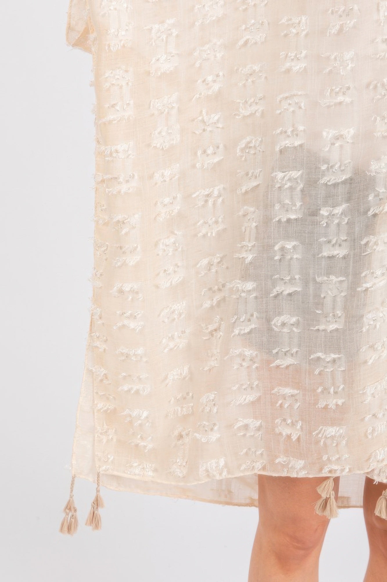 Distressed Pattern Tassel Kimono - Farnelli
