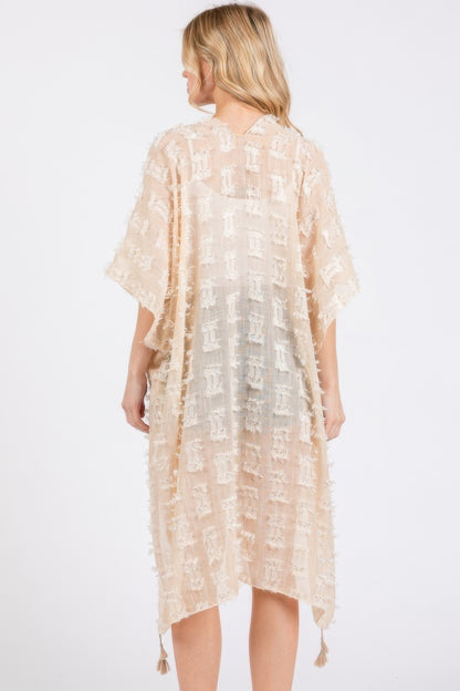 Distressed Pattern Tassel Kimono - Farnelli
