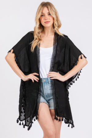 Crochet And Tassel Trim Cover Up - Farnelli