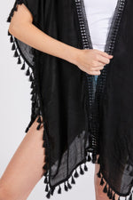Crochet And Tassel Trim Cover Up - Farnelli