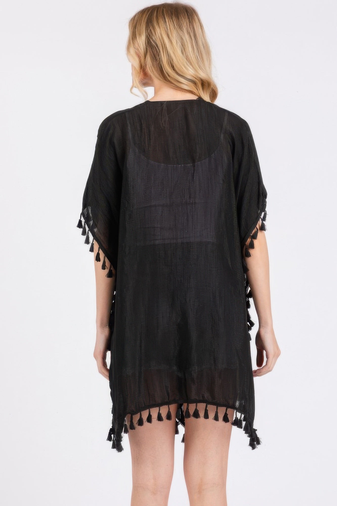 Crochet And Tassel Trim Cover Up - Farnelli