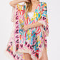 Multi Colored Heart Print Silky Feel Kimono - Farnelli