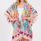 Multi Colored Heart Print Silky Feel Kimono - Farnelli