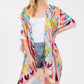 Multi Colored Heart Print Silky Feel Kimono - Farnelli