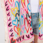 Multi Colored Heart Print Silky Feel Kimono - Farnelli