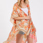 Two Tones Trim Abstract Print Silky Feel Kimono - Farnelli