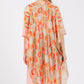 Two Tones Trim Abstract Print Silky Feel Kimono - Farnelli