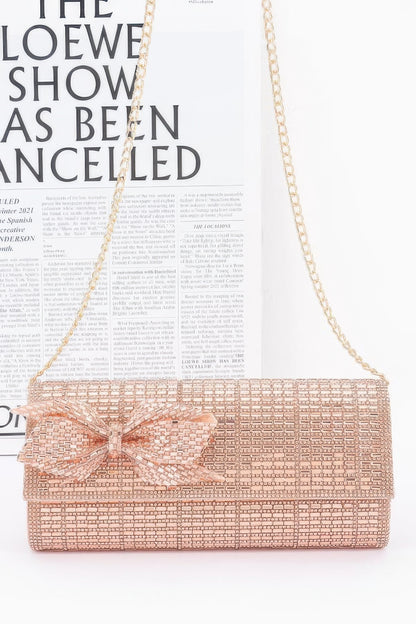 Rhinestone Party Clutch W/ Rhinestone Bow - Farnelli