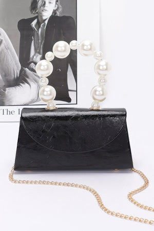Metallic Pearl Handle Flap Bag - Farnelli