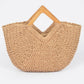 Faux Straw Wood Handle Tote Bag - Farnelli