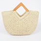 Faux Straw Wood Handle Tote Bag - Farnelli