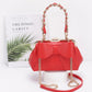 Faux Leather Ribbon Chain Handle Party Clutch - Farnelli