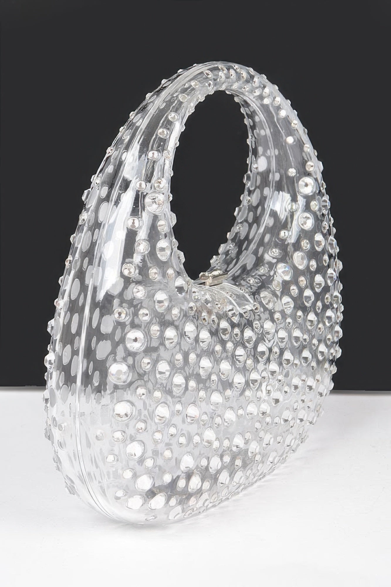 Rhinestone Hot Fix Clear Acrylic Clutch - Farnelli