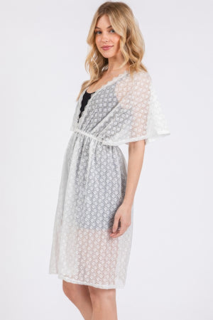 V-neck Detailed Crochet Lace Cover Up - Farnelli