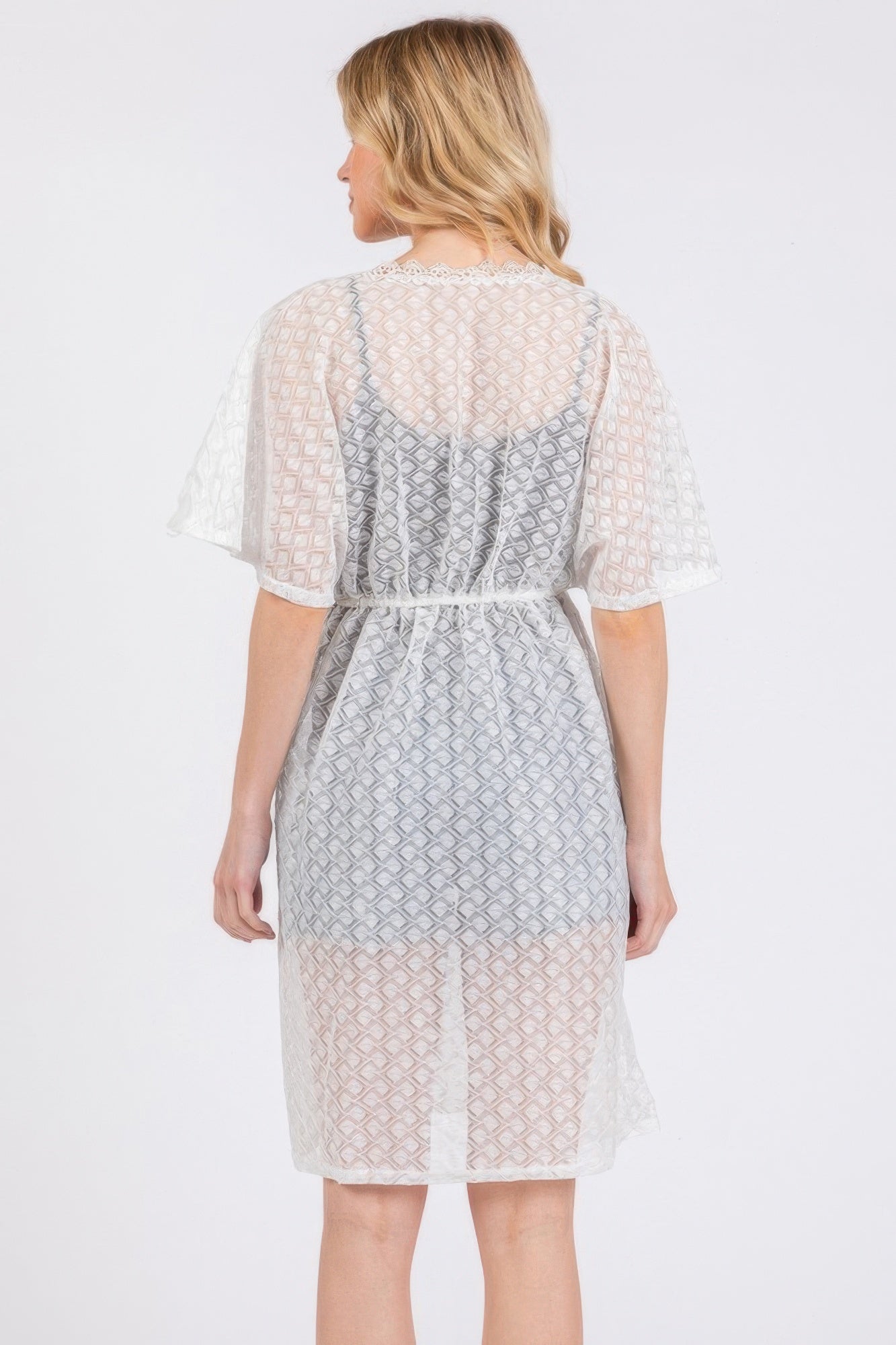 V-neck Detailed Crochet Lace Cover Up - Farnelli